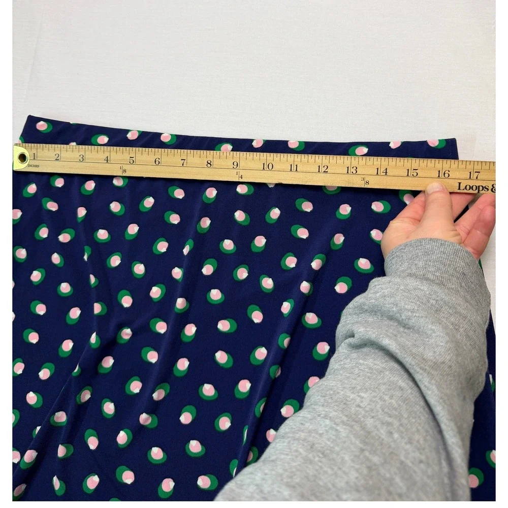 Leota Skirt Women XL‎ Blue Pink Green Polka Dot A-Line Stretch Casual Active